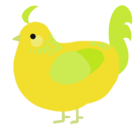 A yellow and lime chicken with a neck-speckle pattern