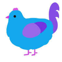 A sky and blurple chicken