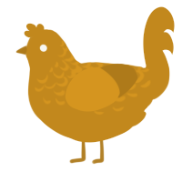 A ochre chicken with a half-lace pattern