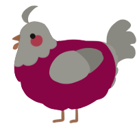 A maroon and ash chicken with a head pattern