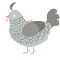 A silver and ash chicken with a lace pattern