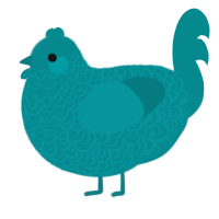 A teal chicken with a double-lace pattern
