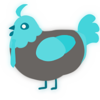 A grey and aqua chicken with a head pattern
