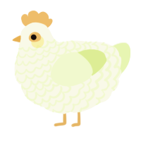 A white and apple chicken with a lace pattern