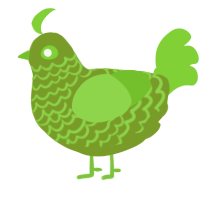 A chartreuse and grass chicken with a lace pattern