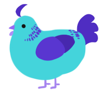 A aqua and indigo chicken with a neck-band pattern
