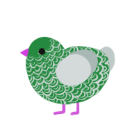 green, a viridian and silver chicken with a double-lace pattern