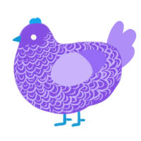 A blurple and lilac chicken with a double-lace pattern