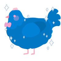 A sapphire chicken with a head pattern