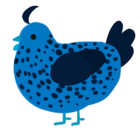 A sapphire and tumblr chicken with a speckle pattern