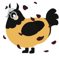 A honey and black chicken with a head pattern