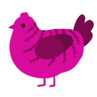 A fuchsia and wine chicken with a half-bar pattern