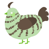 A gluppy and bark chicken with a bar pattern