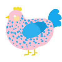 A rose and sky chicken with a speckle pattern