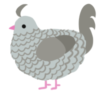 A silver and ash chicken with a lace pattern