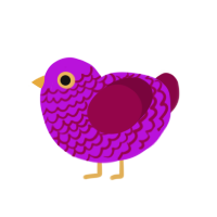 Noir, a amethyst and maroon chicken with a lace pattern