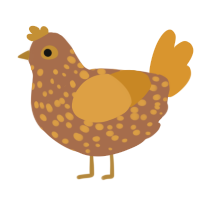 A brown and orange chicken with a speckle pattern