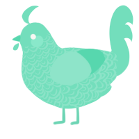 A mint chicken with a double-lace pattern