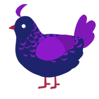 A navy and violet chicken with a half-lace pattern