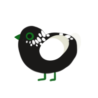 The Val3GGdictorian, a sable and white chicken with a neck-speckle pattern