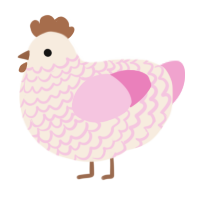 A cream and pink chicken with a lace pattern