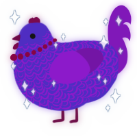 A indigo and violet chicken with a double-lace pattern