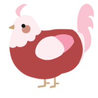 A red and rose chicken with a head pattern