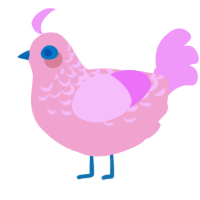 Barbie, a pink and lavender chicken with a half-lace pattern