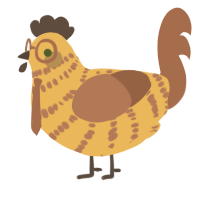 A honey and brown chicken with a bar pattern