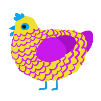 A yellow and amethyst chicken with a lace pattern