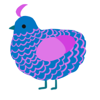A sapphire and orchid chicken with a lace pattern