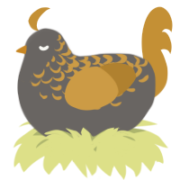 A grey and gold chicken with a half-lace pattern
