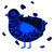 A black and sapphire chicken with a speckle pattern