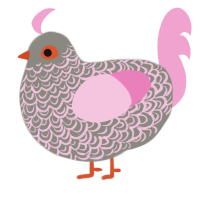 A ash and pink chicken with a double-lace pattern