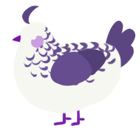 A white and overcast chicken with a half-lace pattern