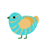 Beach, a aqua and honey chicken with a bar pattern