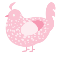 A rose chicken with a speckle pattern