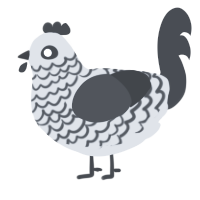A silver and olive chicken with a lace pattern