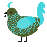 A olive and aqua chicken with a lace pattern