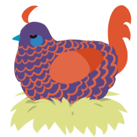 A overcast and vermilion chicken with a lace pattern