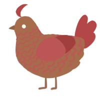 A brown and red chicken with a lace pattern