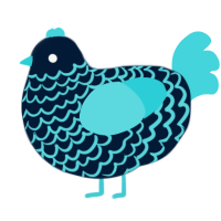 A tumblr and aqua chicken with a lace pattern