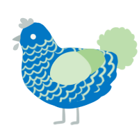 A sapphire and gluppy chicken with a lace pattern