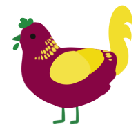 A maroon and yellow chicken with a neck-band pattern