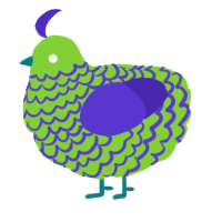 A grass and indigo chicken with a lace pattern