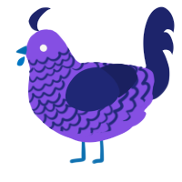 A blurple and navy chicken with a lace pattern