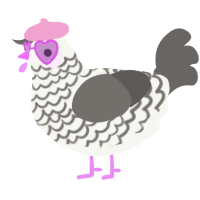 A white and grey chicken with a lace pattern