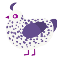 A white and overcast chicken with a speckle pattern