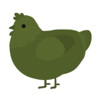 A olive chicken with a head pattern