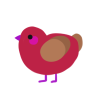 Apple, a crimson and red chicken